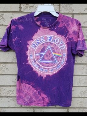 Pink Floyd Dark Side of the Moon Purple Tie Dye Graphic Band T-Shirt Medium